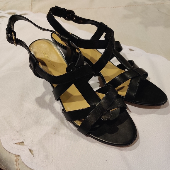 Easy Spirit Black Heeled Sandal Size 8.5w - Picture 4 of 5